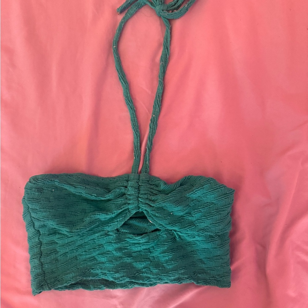 SHEIN Teal Textured Crop Top